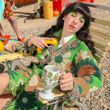 Green Daisy Blanket Robe Coat