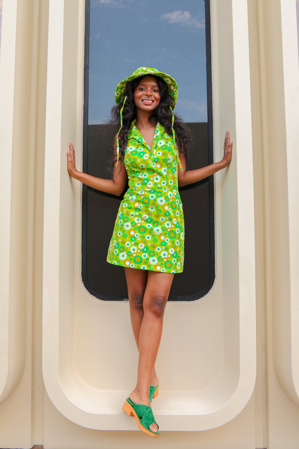 Cecilia Mini-Dress in Green Daisy – Miracle Eye