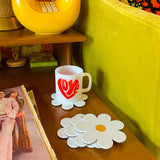 Daisy Coasters in White