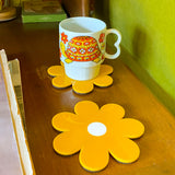 Daisy Coasters in Mustard