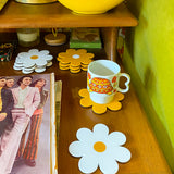 Daisy Coasters in Mustard