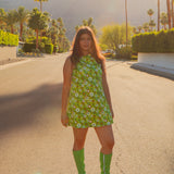 Melody Mini-Dress in Green Daisy