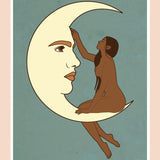 Moon Love in Blue Print