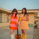 Melody Mini-Dress in Mustard Stripe - size L/XL