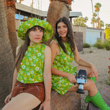 Melody Mini-Dress in Green Daisy
