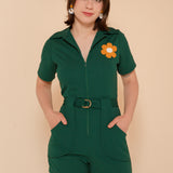Flower Power Romper in Evergreen