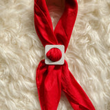 Square Scarf Slide in White
