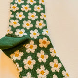 Daisy Socks in Forest Green