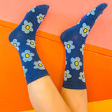 Flower Socks in Candy Blue