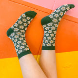 Daisy Socks in Forest Green