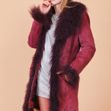 Vintage 1970's Killer Queen Violet Suede Fur Coat