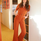 The California Shake Jumpsuit in Rust - size: XS