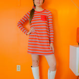 Tomato Stripe Mini-Dress - size: XS