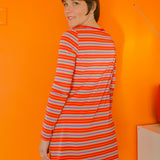 Tomato Stripe Mini-Dress - size: XS
