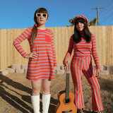 Tomato Stripe Mini-Dress - size: XS