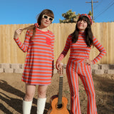 Tomato Stripe Mini-Dress - size: XS