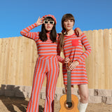 Tomato Stripe Kick Flare Pant - size: XS