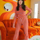 Tomato Stripe Kick Flare Pant - size: XS